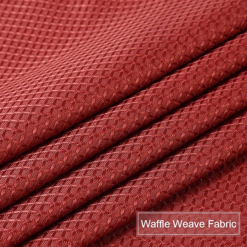 NANAN Waffle Kitchen Curtains 45 inch Long Casual Weave Small Window Curtain Kitchen Bathroom Basement Bedroom Drapes - 30" x 45", Burgundy, Set of 2 - Image 5